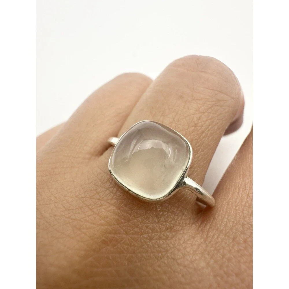 925 Sterling Silver Natural Gemstone Cabochon Ring Size 7